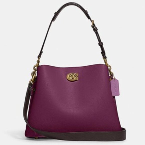 Coach Willow Bucket Bag Deep Berry Leather - Picture 1 of 16